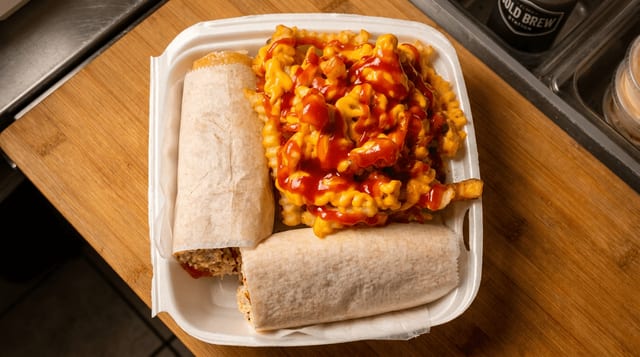 Double Chicken Cheese Steak Platter.