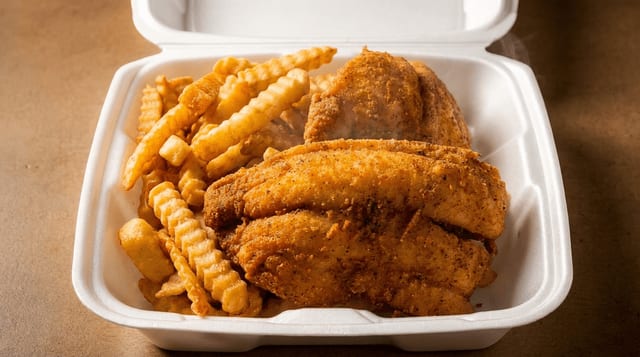 Tilapia Platter with French Fries.